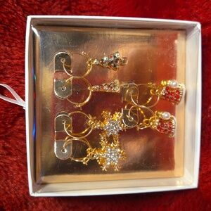 NWT 3 Pairs Small Hoops Faux Diamond Drop Earrings